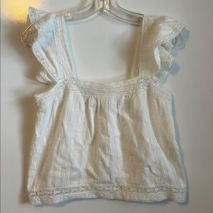 Intermix White Tank Top Ruffle Straps Size Medium